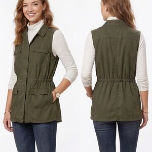 Buffalo David Bitton Women's Olive Green Utility Vest NWT Lyocell Size L